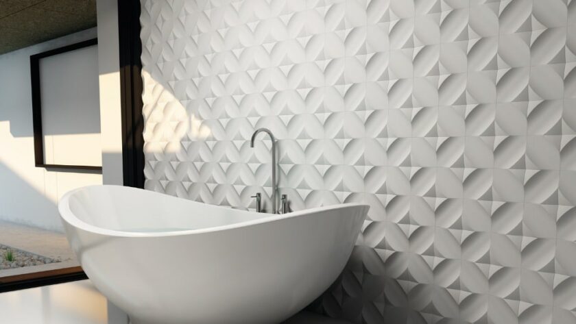 matte White Wave Decorative bath wall