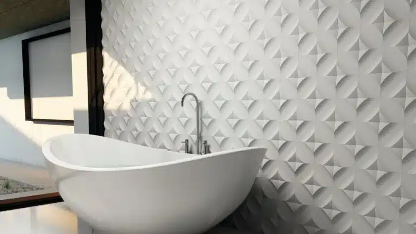 matte White Wave Decorative bath wall