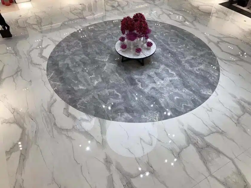 American Marble Book Matched Floor with Aspen inlay