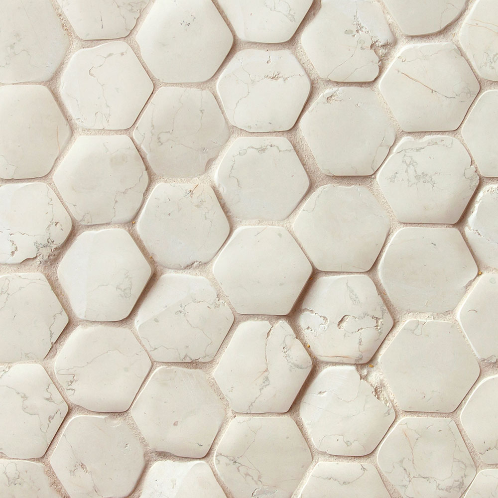 Hexagon Timeworn Mesh Bianco Antico