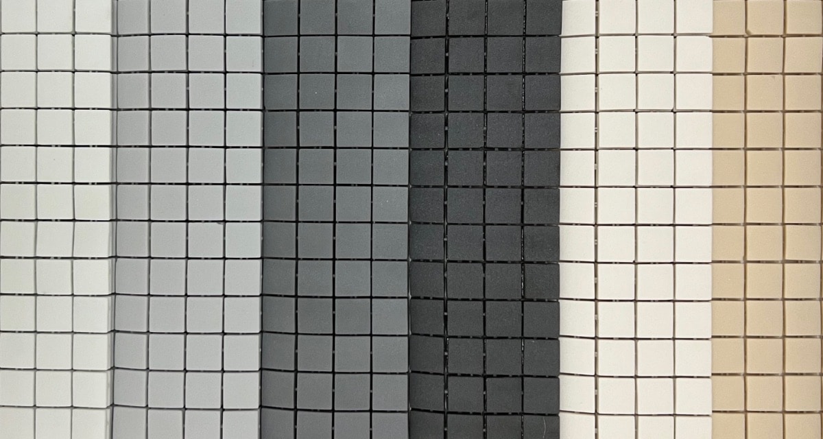 Unicolor Stock Mosaics, 1x1, Matte Finish: White 103, Grey 306, Grey 260, Black 103, Cream 333, Beige 173